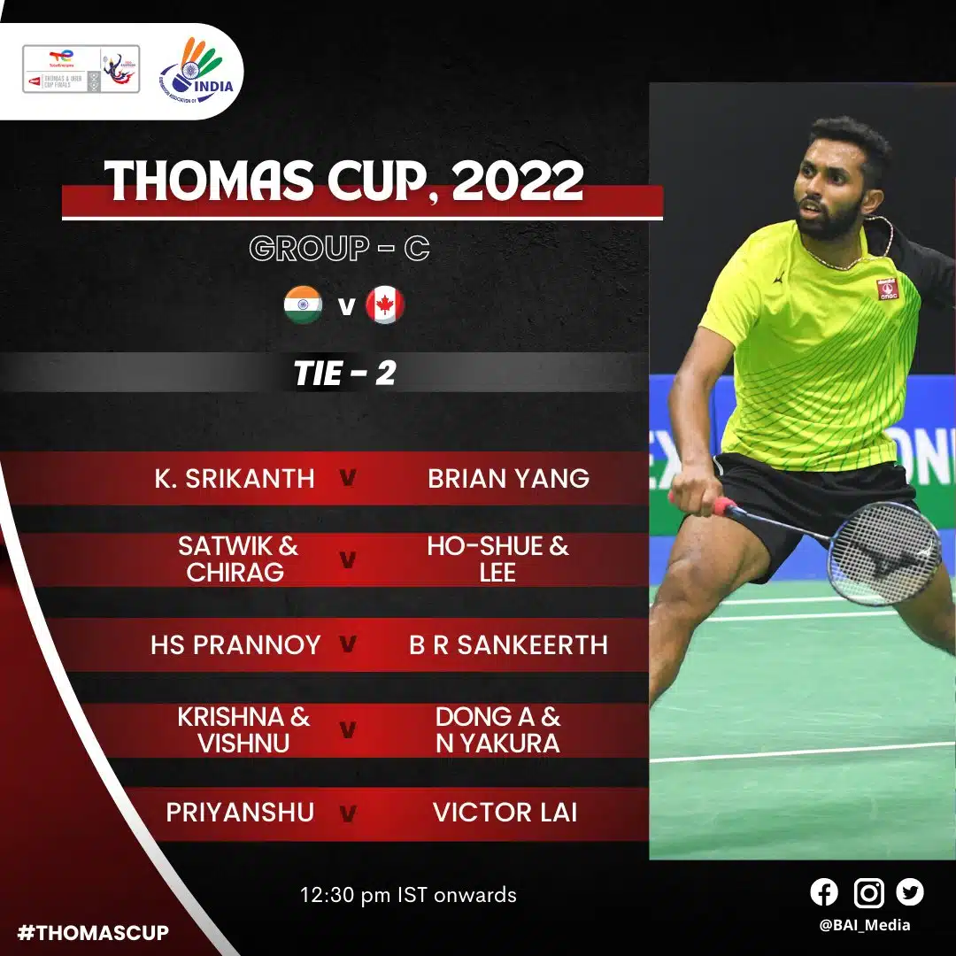 Thomas Cup India Vs Canada