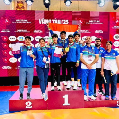 India Women Crowned Champions at U17 Asian Wrestling Championships with 10-Medal Haul